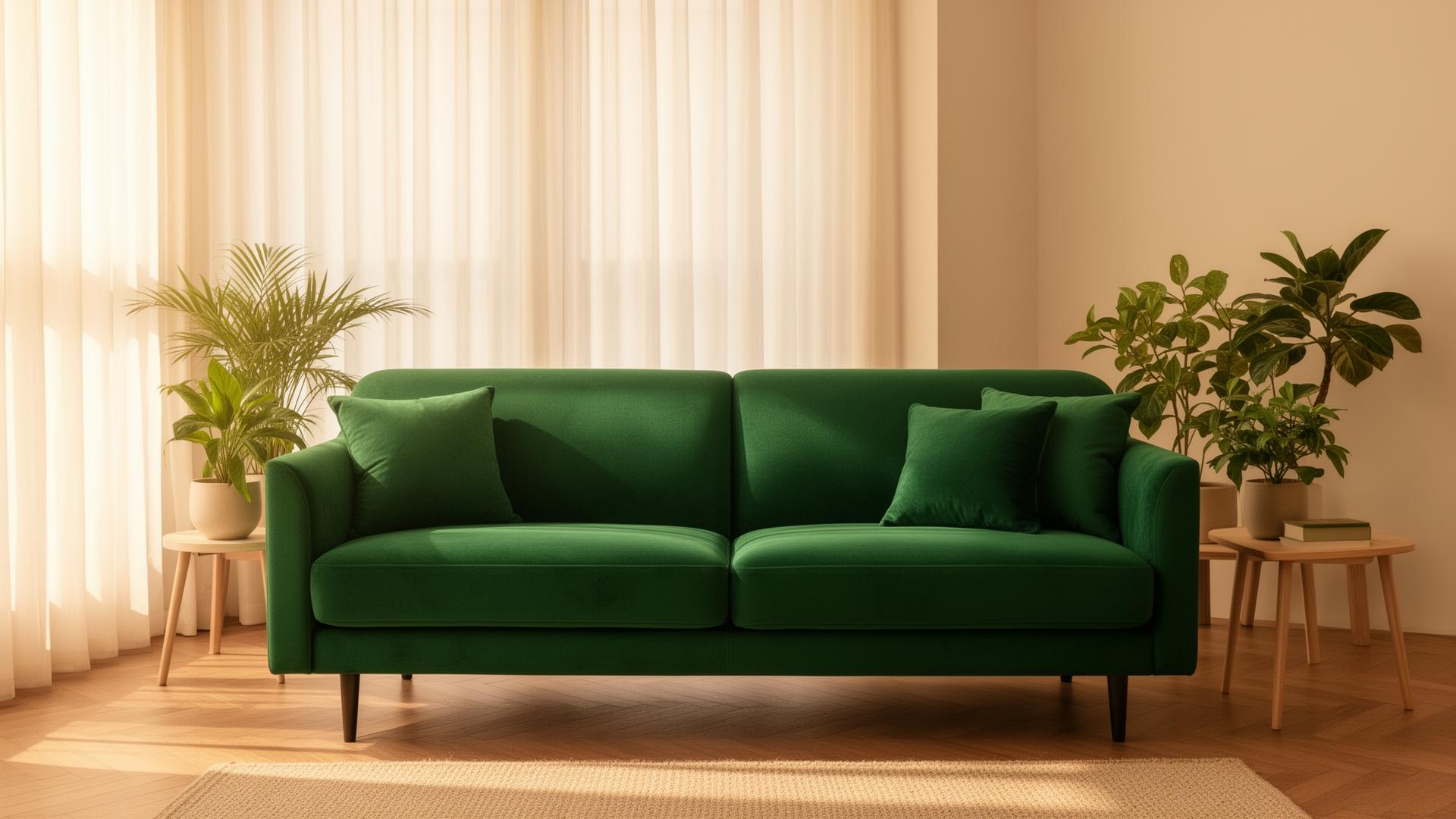 Sala de estar limpa e aconchegante com sofá revitalizado